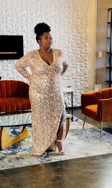 Champagne Plus Size Evening Dress