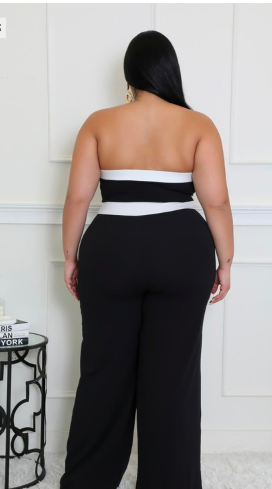 Black Sleeveless Contrast Jumpsuit Plus Size